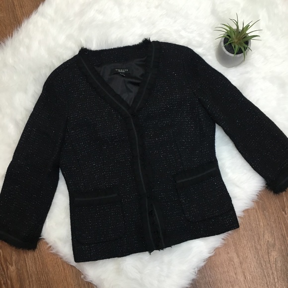 Talbots Black Sparkle Boucle Blazer Jacket 4 - Picture 2 of 7